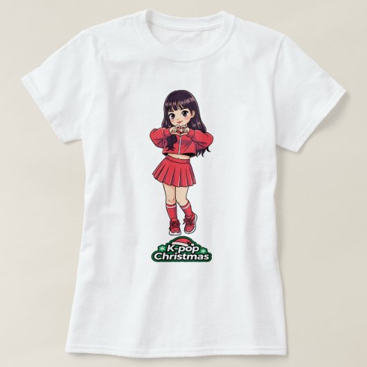 K-Pop Kerst Hart Meisje T-Shirt (Design voorkant)