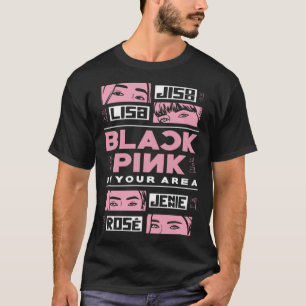 K pop Koreaanse Pop Mode Zwart Roze Korea K pop T-shirt