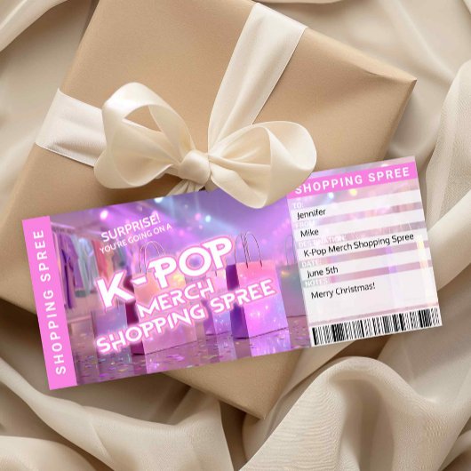 K-Pop Merch Shopping Spree Reveal Ticket Card Kaart