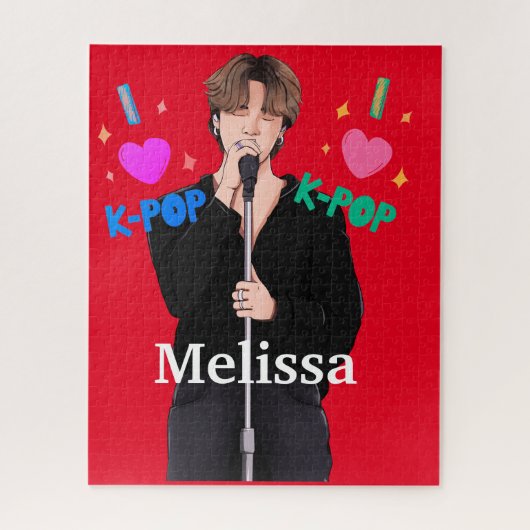 K-Pop Muziek Fan Boy Band Singer gepersonaliseerd Legpuzzel (Verticaal)