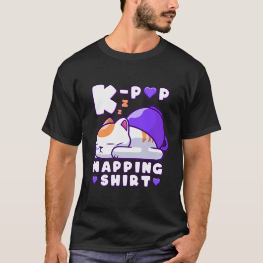 K-Pop Muziek Slaapkat K-Pop Napping T-shirt (Voorkant)