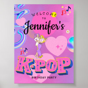 K-Pop Muziekgroet voor Koreaanse Pop Thema Feest Poster
