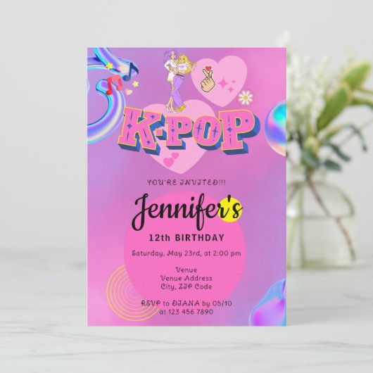 K-Pop Muziekster Koreaans Pop Thema Verjaardagsfee Kaart (Staand voorkant)