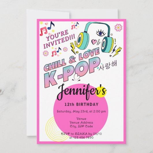 K-Pop Muziekster Koreaans Pop Thema Verjaardagsfee Kaart (Voorkant)