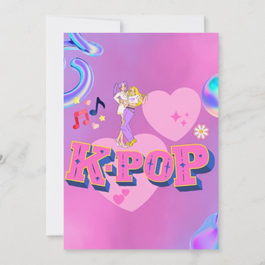 K-Pop Muziekster Koreaans Pop Thema Verjaardagsfee Kaart (Achterkant)