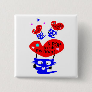 k pop nam mijn hart vierkante button 5,1 cm