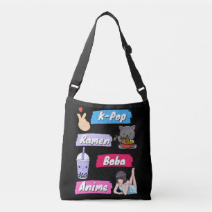 K-Pop, Ramen, Boba en Anime Pop Culture Fan Crossbody Tas