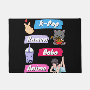 K-Pop, Ramen, Boba en Anime Pop Culture Fan Deurmat
