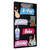 K-Pop, Ramen, Boba en Anime Pop Culture Fan Klembord (Rechts)