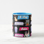 K-Pop, Ramen, Boba en Anime Pop Culture Fan Mok (Midden)