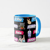 K-Pop, Ramen, Boba en Anime Pop Culture Fan Mok (Voorkant rechts)