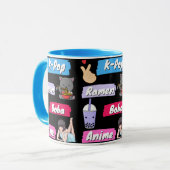 K-Pop, Ramen, Boba en Anime Pop Culture Fan Mok (Voorkant links)