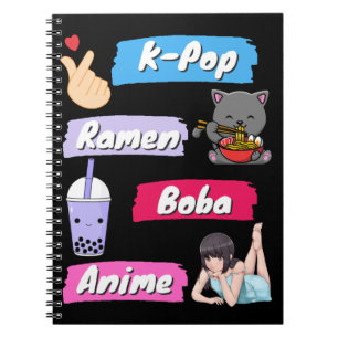 K-Pop, Ramen, Boba en Anime Pop Culture Fan Notitieboek