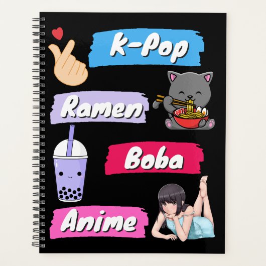 K-Pop, Ramen, Boba en Anime Pop Culture Fan Planner (Voorkant)