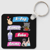 K-Pop, Ramen, Boba en Anime Pop Culture Fan Sleutelhanger (Achterkant)