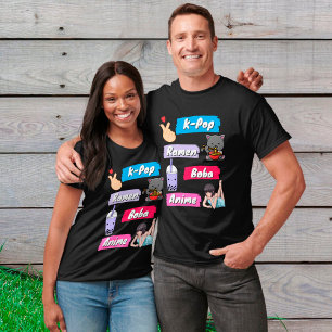 K-Pop, Ramen, Boba en Anime Pop Culture Fan T-shirt