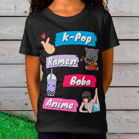 K-Pop, Ramen, Boba en Anime Pop Culture Fan T-shirt