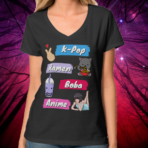 K-Pop, Ramen, Boba en Anime Pop Culture Fan T-shirt