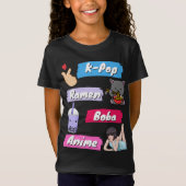 K-Pop, Ramen, Boba en Anime Pop Culture Fan T-shirt (Voorkant)