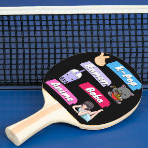 K-Pop, Ramen, Boba en Anime Pop Culture Fan Tafeltennisbatje