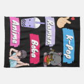 K-Pop, Ramen, Boba en Anime Pop Culture Fan Theedoek (Horizontaal)