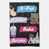 K-Pop, Ramen, Boba en Anime Pop Culture Fan Theedoek (Verticaal)