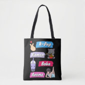 K-Pop, Ramen, Boba en Anime Pop Culture Fan Tote Bag (Voorkant)