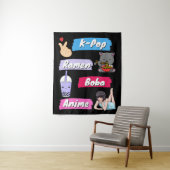 K-Pop, Ramen, Boba en Anime Pop Culture Fan Wandkleed (In situ)