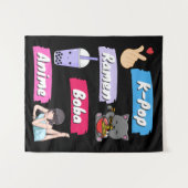 K-Pop, Ramen, Boba en Anime Pop Culture Fan Wandkleed (Voorkant (horizontaal))