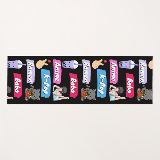 K-Pop, Ramen, Boba en Anime Pop Culture Fan Yogamat (Voorkant (horizontaal))