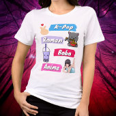 K-Pop, Ramen, Boba en Anime Pop Graphic T-shirt