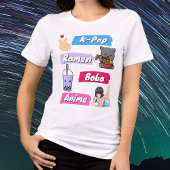 K-Pop, Ramen, Boba en Anime Pop Graphic T-shirt