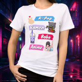 K-Pop, Ramen, Boba en Anime Pop Graphic T-shirt