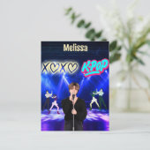 K-Pop Singer op het podium XoXo Love K-Pop Muziek  Feestdagenkaart (Staand voorkant)
