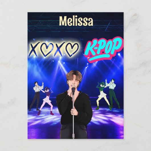 K-Pop Singer op het podium XoXo Love K-Pop Muziek  Feestdagenkaart (Voorkant)