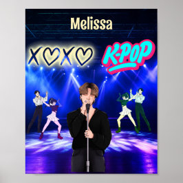 K-Pop Singer op het podium XoXo Love K-Pop Muziek  Poster