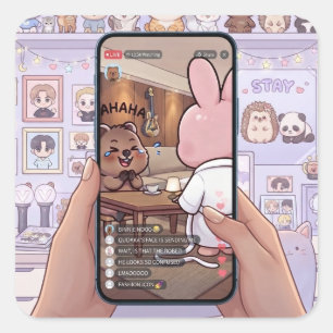 K-Pop Stray Varken Konijn Jas Fandom Interne Grap Vierkante Sticker