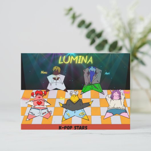 K-Pop Verjaardag Uitnodiging Briefkaart (Staand voorkant)