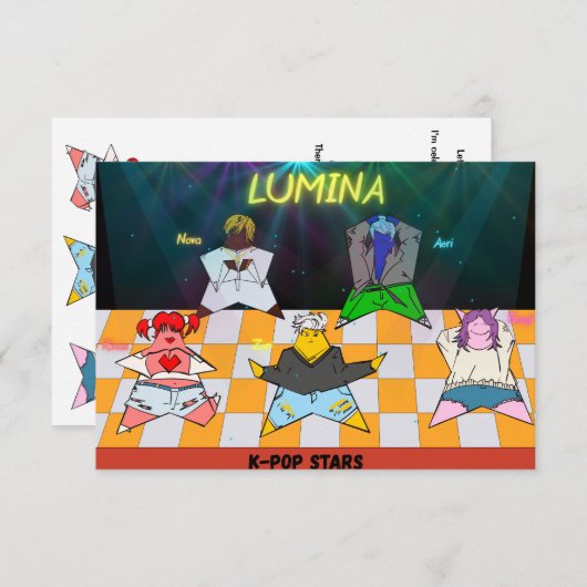 K-Pop Verjaardag Uitnodiging Briefkaart (Voorkant / Achterkant)
