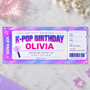 K-Pop Verjaardag VIP Pas Pastel Concert Ticket Kaart