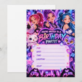 K-Pop verjaardagsfeest uitnodiging (Voorkant / Achterkant)