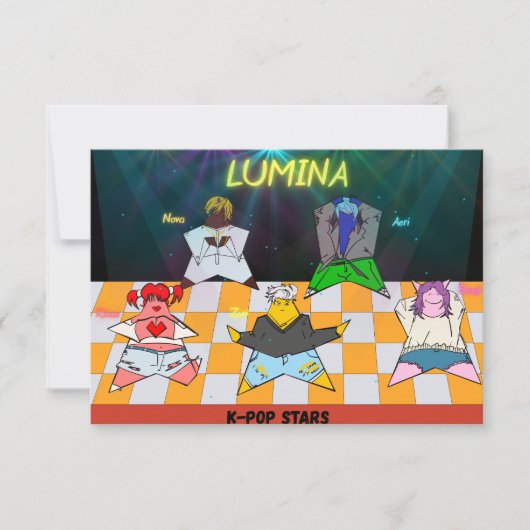 K-Pop verjaardagsuitnodiging briefkaart  (Voorkant)