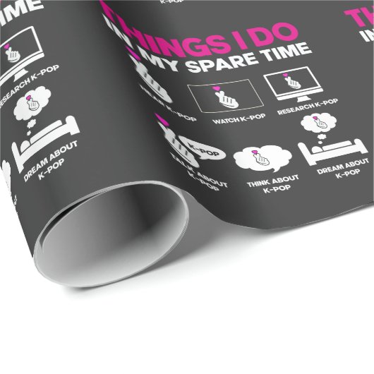 K-Pop verslaafde Girl Korean Music Lover Kawaii Cadeaupapier (Rol Hoek)