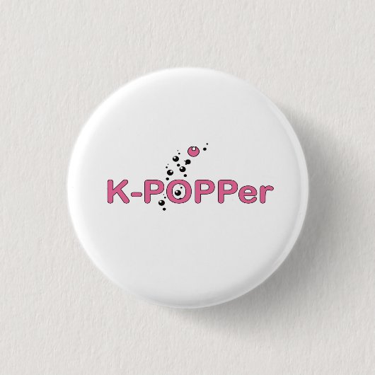 K-Popper roze Ronde Button 3,2 Cm (Voorkant)
