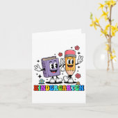 K staat voor Kindergarten Teacher Pencil Book Teru Kaart (Gele Bloem)