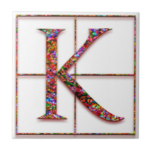K Trajanus Red Custom Monogram Tegel Tegeltje