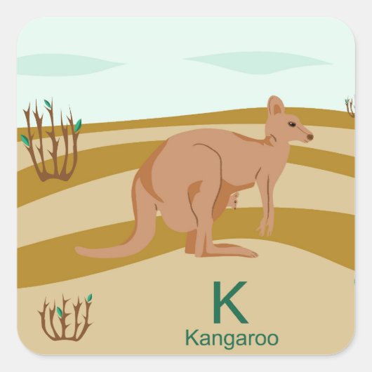 K voor kangaroo Sticker (Voorkant)
