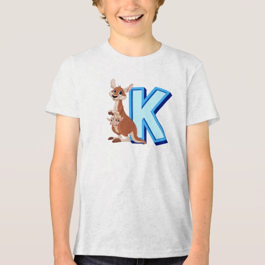 K voor kangoeroe Tri-Blend shirt (Voorkant)