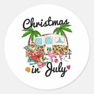 Ka13 Luipaard Camping Rv Kerstmis In Juli Camper X Ronde Sticker