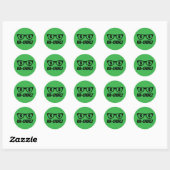 Ka-ching dollarteken in de ogen grappige groene ui ronde sticker (Vel)